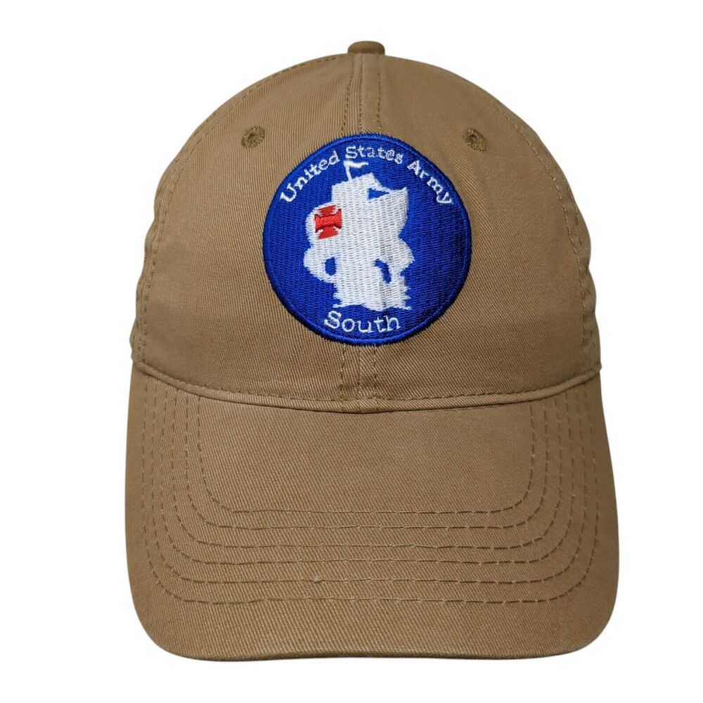 United States Army South Strapback Hat Tan OSFA Embroidered Hit Wear
